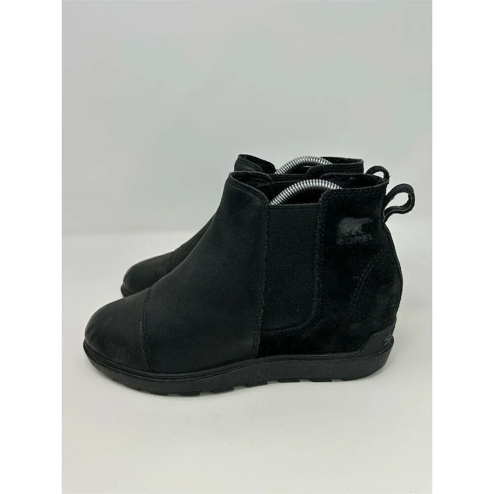 SOREL Evie II Chelsea Bootie Womens Black Pull-On Ankle Boots Size 9 Fall